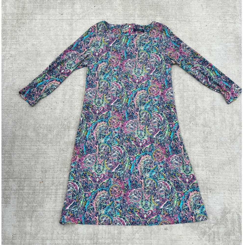 Tommy Hilfiger Women Paisley Print 3/4 Sleeve Shift Dress‎ Size 8